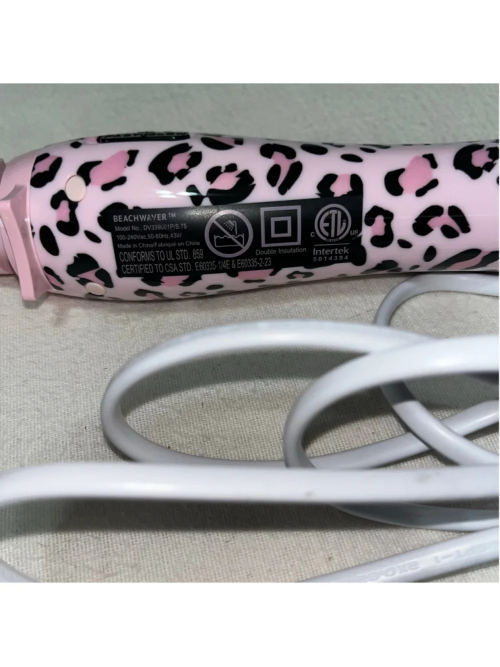 Beachwaver S.75 Rotating Curling Iron Pink Leopard Print 0.75” Barrel w/ Box